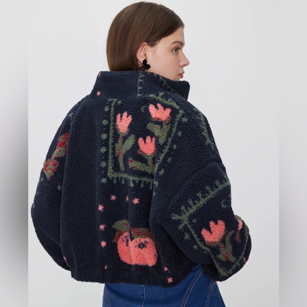 Cider FLEECE HIGH NECK GRAPHIC ZIPPER JACKET L SKY-1 - Picture 5 of 10